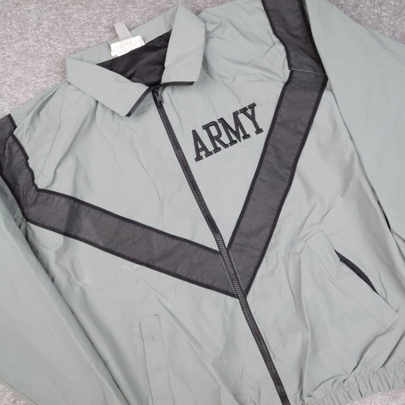 Vintage US Army Physical Fitness Regular Large Gray Long Sleeve Zip Jacket - Picture 13 of 14